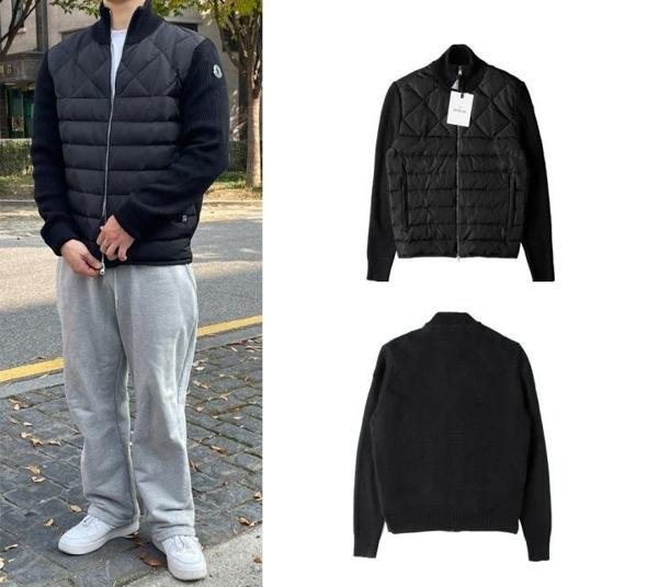 다운판넬지퍼코튼블랜드니트패딩(블랙)