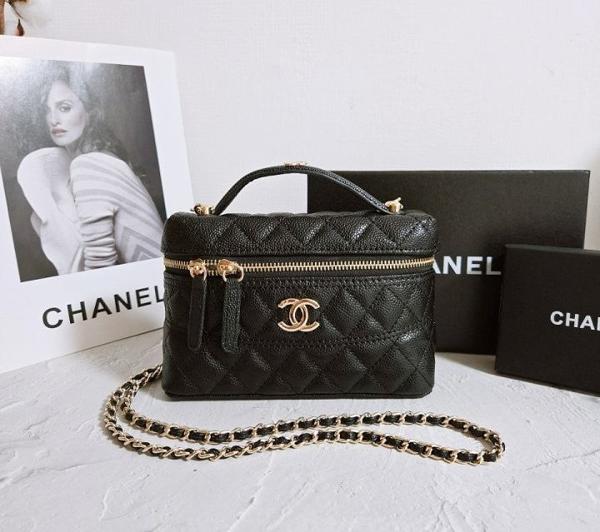 샤* 고급 클래식 체인 베니티백 블랙 금장