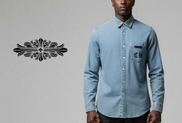 크* 카라 메탈스터드 워싱빈티지 청 셔츠