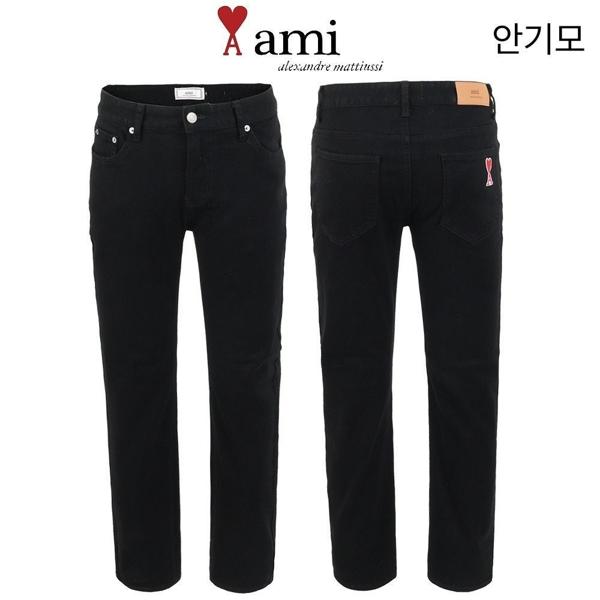 아* 안기모 블랙 스판 슬림 일자팬츠