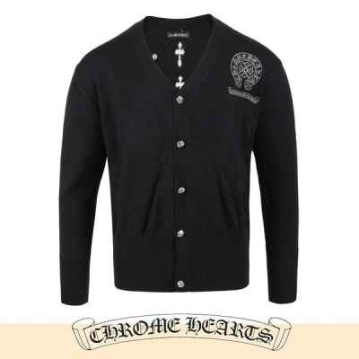 크* 실버 스티치 말굽 울 가디건