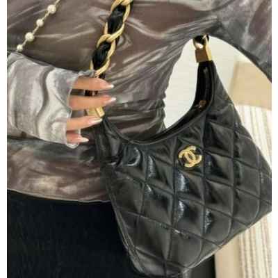 샤* 고급 호보백 램스킨 금장 블랙 스몰