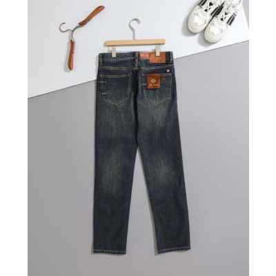 로* 피아나 수입 클래식 자수로고 워싱 스판 데님 팬츠