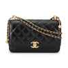 샤* 체인 지갑 카프스킨  골드 메탈 블랙 Wallet On Chain Calfskin  Gold Black 풀박스